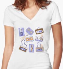Audio cassette Women's Fitted V-Neck T-Shirt