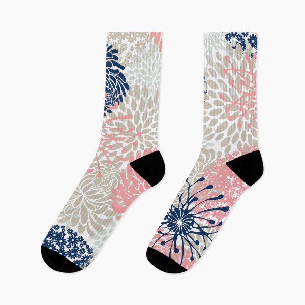 Artikelvorschau, Floral Abstract Garden, Pink, Marineblau und Grau entworfen und verkauft von meggydesigns.
