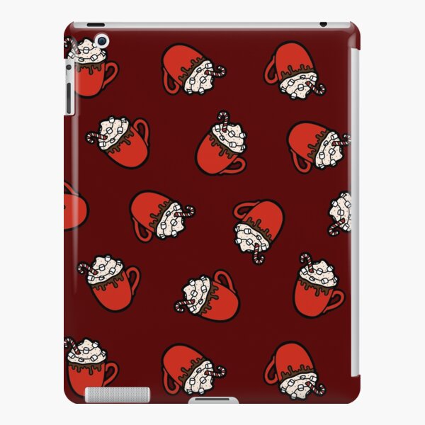 Festive Hot Cocoa Pattern in Dark Red iPad Snap Case