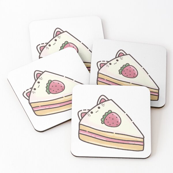 Item preview, Strawberry Shortcake with Pink Strawberry Topping Cat Foodie designed and sold by akaimochi.