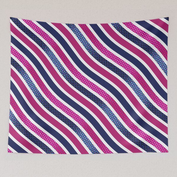 Item preview, Pop Art Waves Organic Pattern –  Navy Blue & Raspberry Fuchsia designed and sold by RoguePatterns.