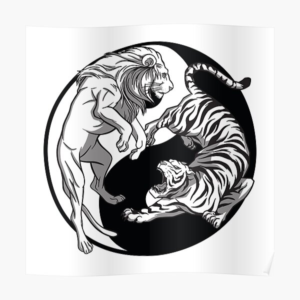 Ying Yang Tiger and Lion Tattoo Art