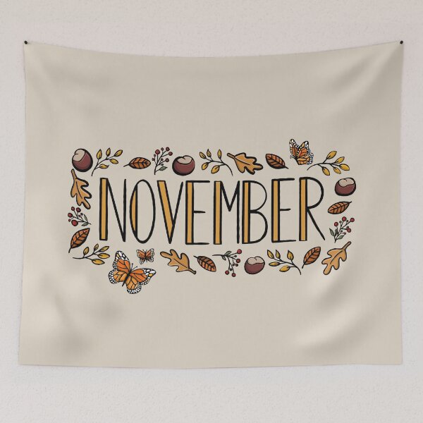 Item preview, November Autumn Winter Seasonal Lettering Digital Illustration designed and sold by AlmightyClaire.