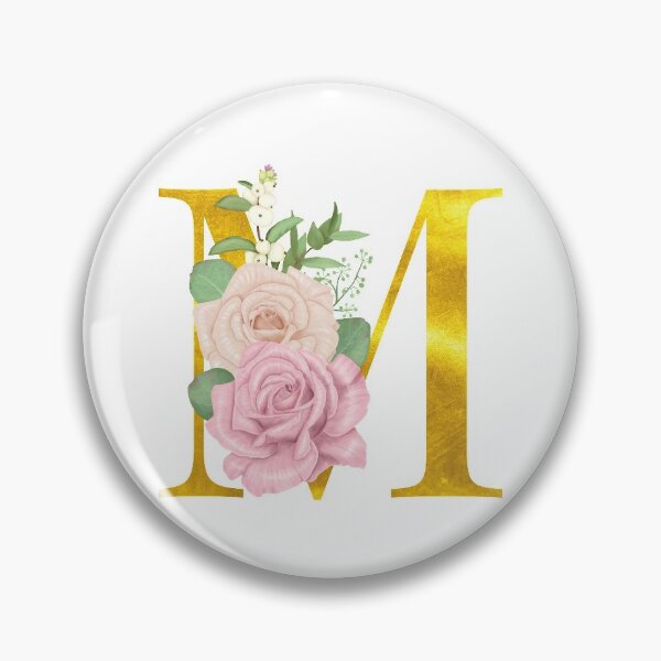Item preview, Gold & Pink Floral Monogram M designed and sold by adortopia.