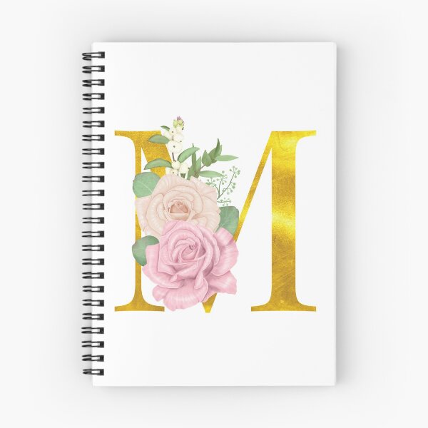 Item preview, Gold & Pink Floral Monogram M designed and sold by adortopia.