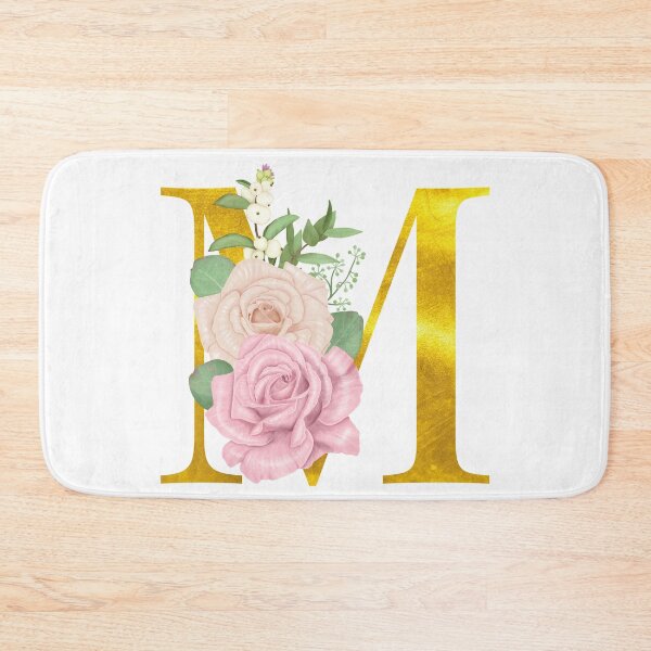 Item preview, Gold & Pink Floral Monogram M designed and sold by adortopia.