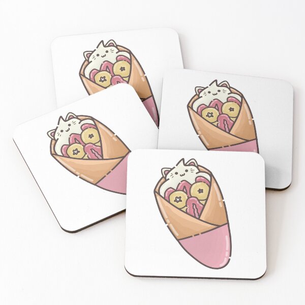 Item preview, Strawberry and Banana Crepe with Whipped Cream Cat Foodie designed and sold by akaimochi.