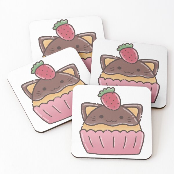 Item preview, Vanilla Cupcake with Chocolate Frosting and Strawberry Cat Foodie designed and sold by akaimochi.