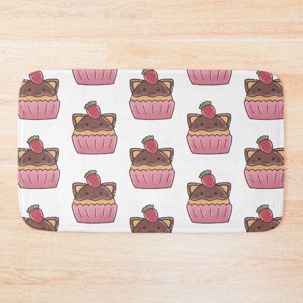 Item preview, Vanilla Cupcake with Chocolate Frosting and Strawberry Cat Foodie designed and sold by akaimochi.