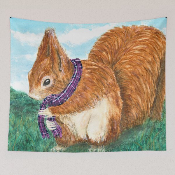 Item preview, Red Squirrel wearing a Tartan scarf designed and sold by Malc Sutherland.