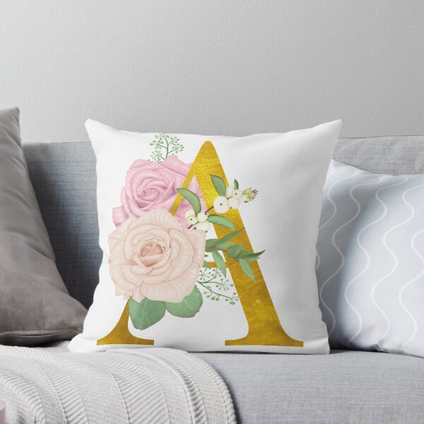 Item preview, Gold & Pink Floral Monogram A designed and sold by adortopia.