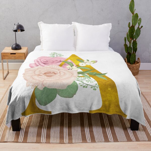 Item preview, Gold & Pink Floral Monogram A designed and sold by adortopia.
