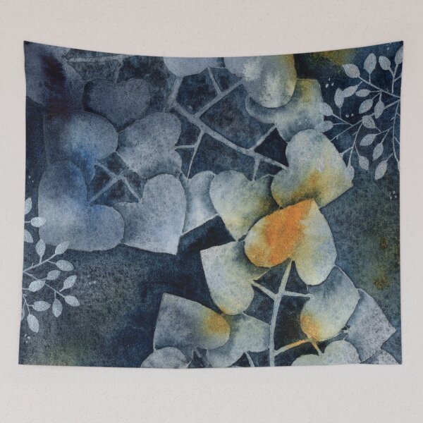 Item preview, Moody Steel Blue Leaves in Watercolor designed and sold by Kelly Roy.
