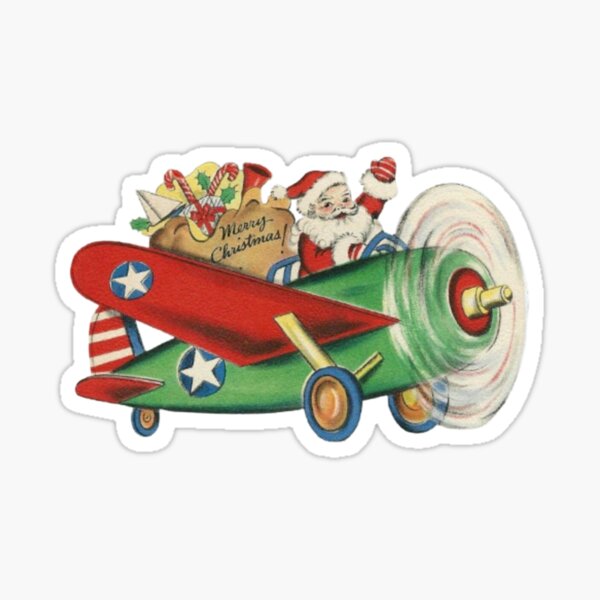 Santa Claus Pilot vintage Christmas Sticker