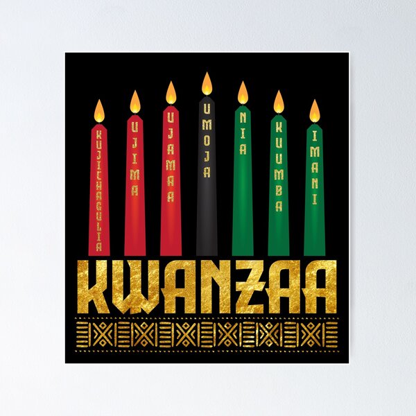 Cute Kwanzaa seamless pattern with seven kinara candles and dots