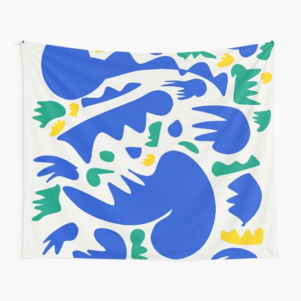 Abstract Blue Life  Shapes Pattern  Tapestry