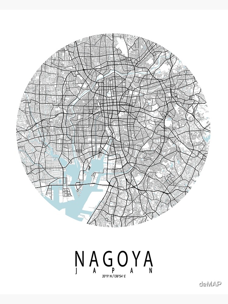 Nagoya City Map Of Japan Circle Poster By Demap Redbubble 