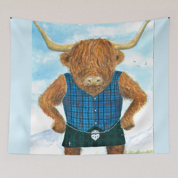Item preview, Highland Coo in a Tartan waistcoat designed and sold by Malc Sutherland.