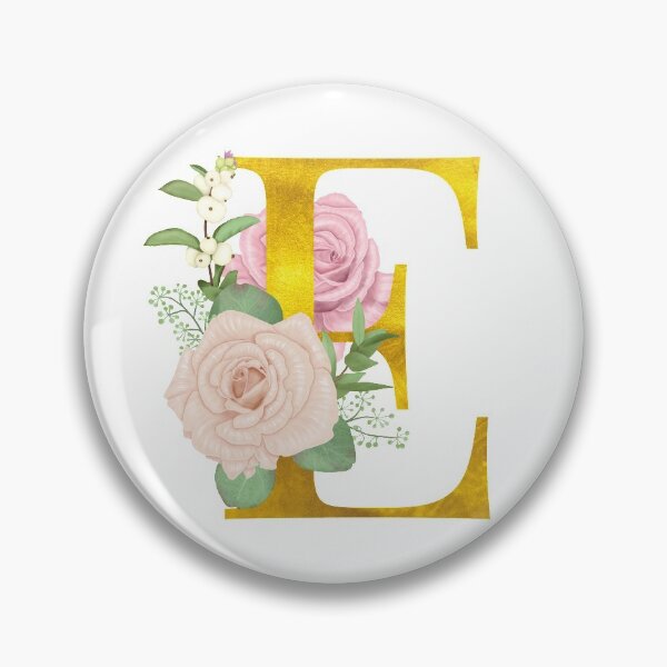 Item preview, Gold & Pink Floral Monogram E designed and sold by adortopia.