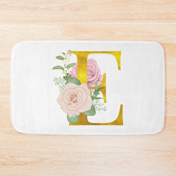 Item preview, Gold & Pink Floral Monogram E designed and sold by adortopia.