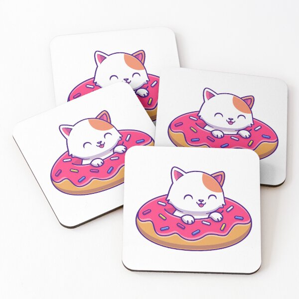 Item preview, cute cat with doughnut balloon designed and sold by petloversworld.