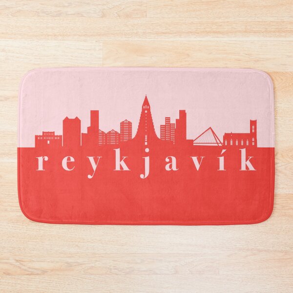 Item preview, minimalist reykjavik skyline red and pink color block  designed and sold by neopop.