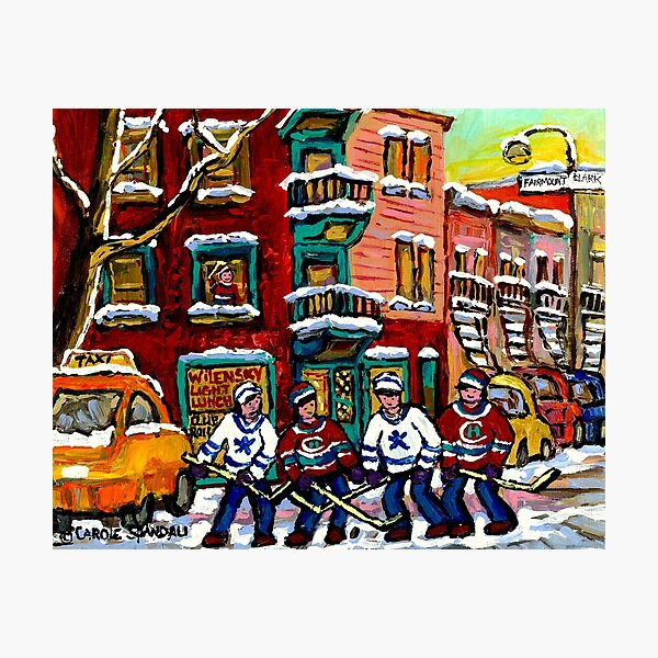 Item preview, CANADIAN ART WILENSKY'S LUNCH DINER MONTREAL  WINTER HOCKEY SCENE designed and sold by Carole  Spandau.