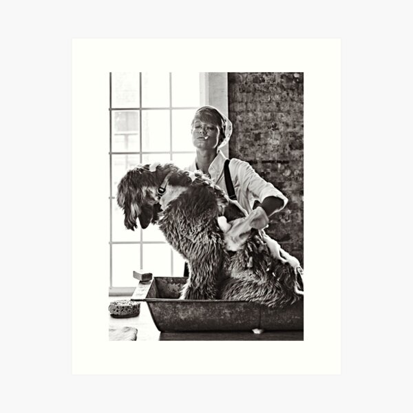 Item preview, Vintage dog cute photo Dogs retro pet barber grooming smoking girl designed and sold by Coolstuff4you71.