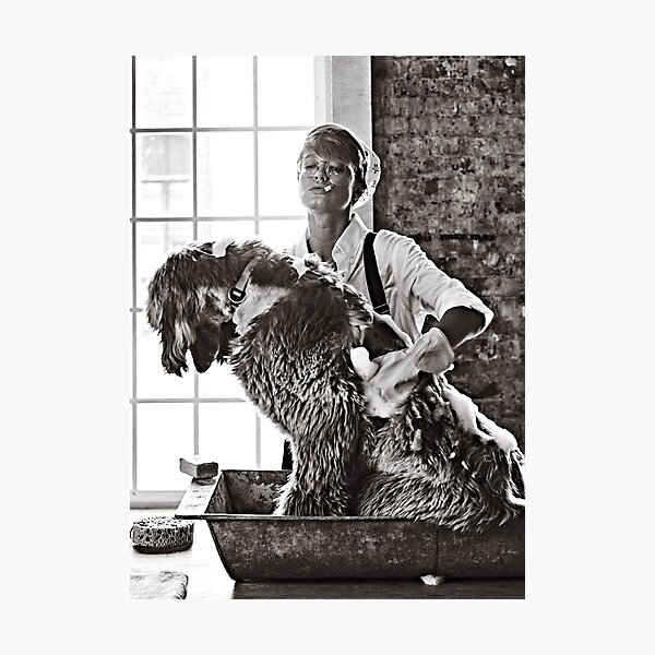 Item preview, Vintage dog cute photo Dogs retro pet barber grooming smoking girl designed and sold by Coolstuff4you71.