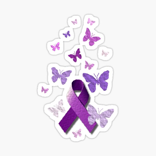 Purple Awareness Ribbon with Butterflies  Sticker for Sale by