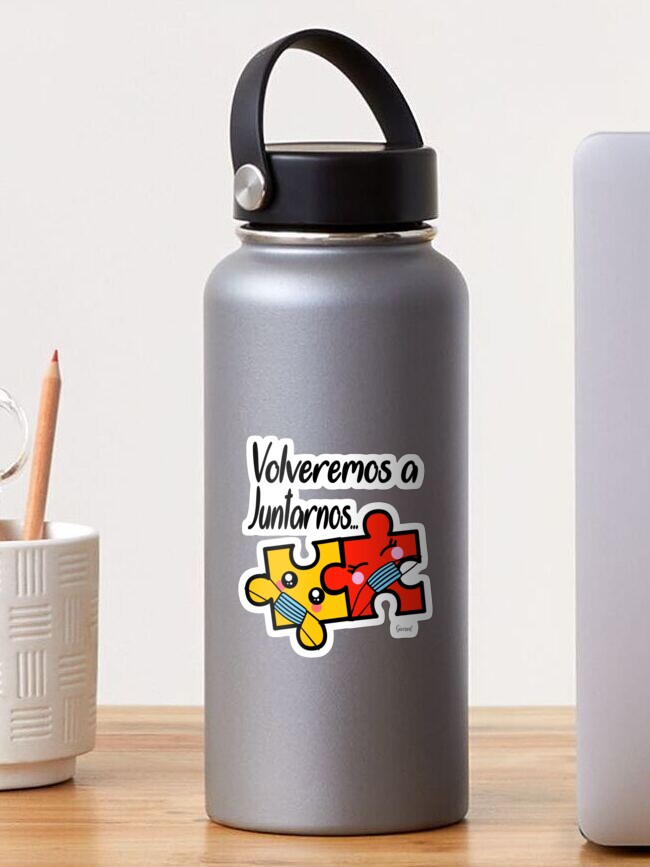 Imagen 1 de 3, Pegatina con la obra VOLVEREMOS A JUNTARNOS Frases cuarentena Covid -19 en Puzle, diseñada y vendida por Giuraf.