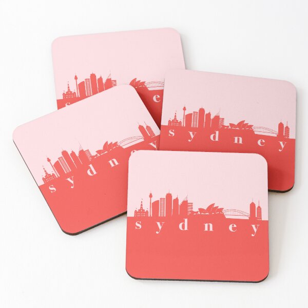 Item preview, minimalist sydney skyline red and pink color block  designed and sold by neopop.