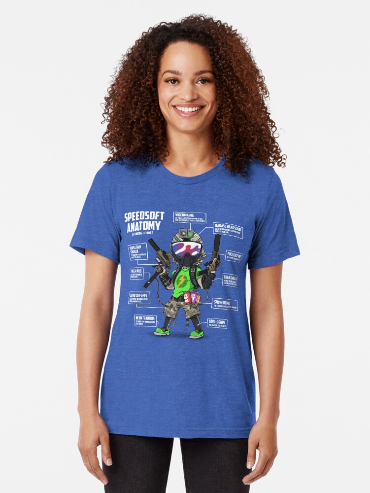 Alternate view of SPEEDSOFT ANATOMY (White writing) Tri-blend T-Shirt