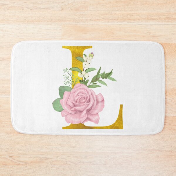 Item preview, Gold & Pink Floral Monogram L designed and sold by adortopia.