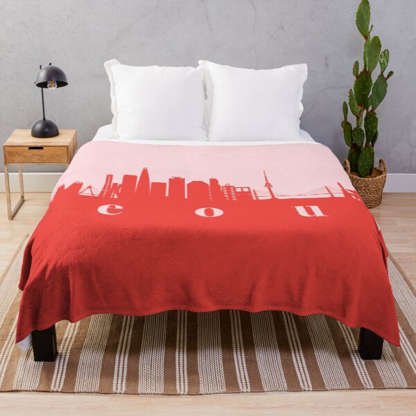 Artikelvorschau, minimalistischer Seoul Skyline roter und rosa Farbblock entworfen und verkauft von neopop.