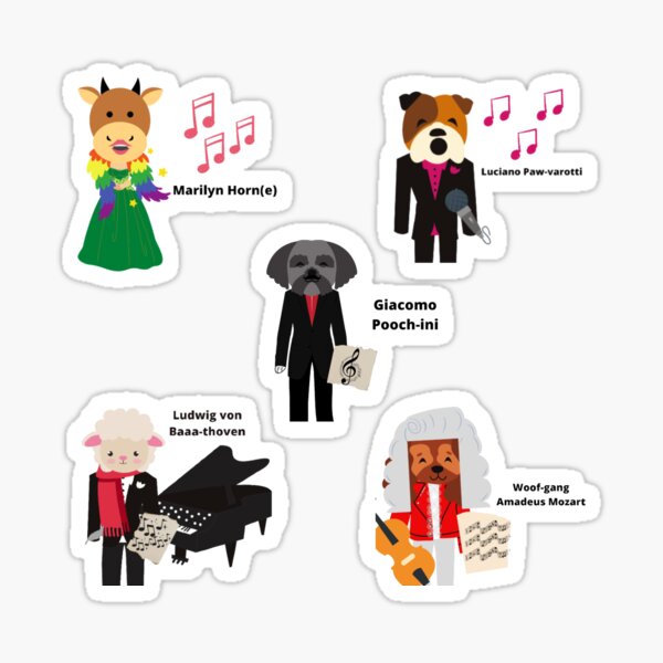 Musical Animals (Medium or Large recommended for stickers!) Sticker