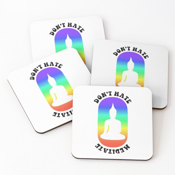 Item preview, "Don't Hate, Meditate" Seated Buddha Silhouette Typography designed and sold by Happy Puppy Print On Demand.