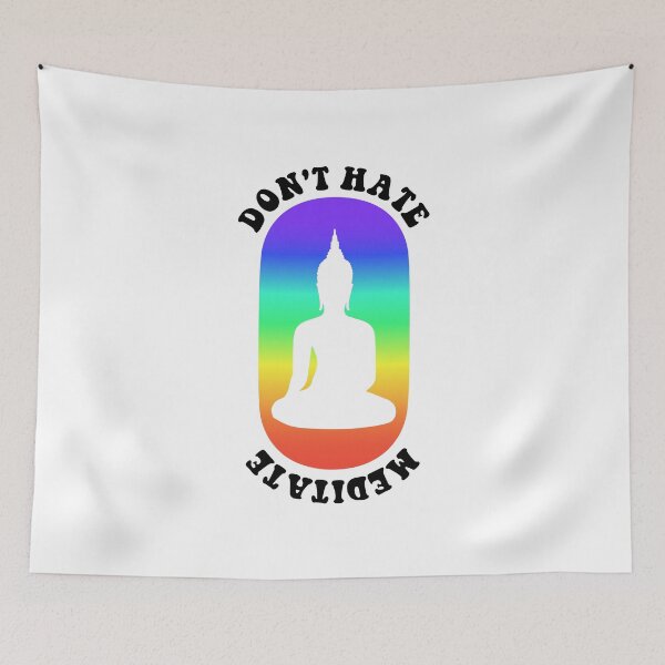 Item preview, "Don't Hate, Meditate" Seated Buddha Silhouette Typography designed and sold by Happy Puppy Print On Demand.