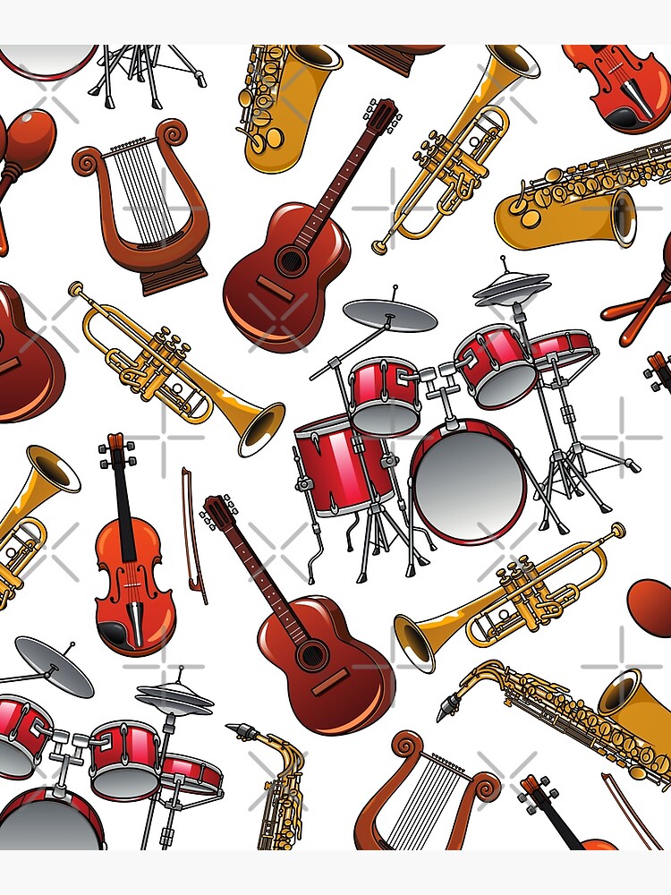 "Music Instruments Drum Set, jazz, rock bands" Poster by RoManSmArt Redbubble