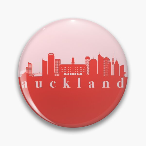 Item preview, minimalist auckland skyline red and pink color block  designed and sold by neopop.