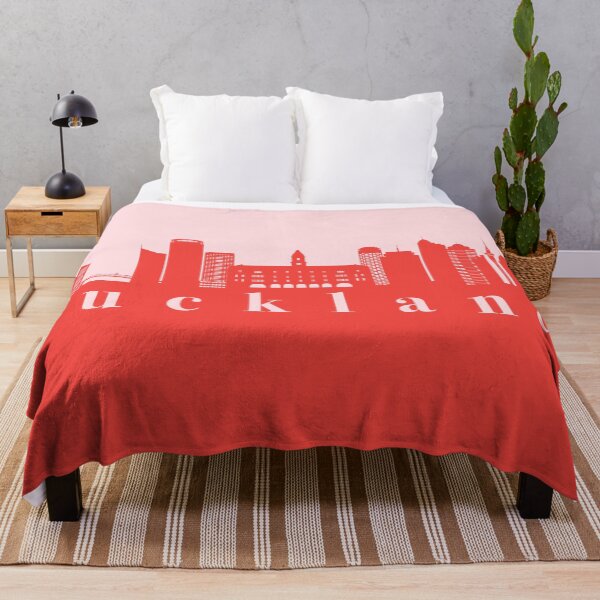 Item preview, minimalist auckland skyline red and pink color block designed and sold by neopop.