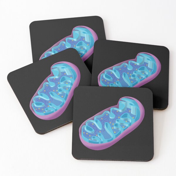 Blue and Purple Mitochondrion, a Cell Organelle, Microbiology Coasters (Set of 4)