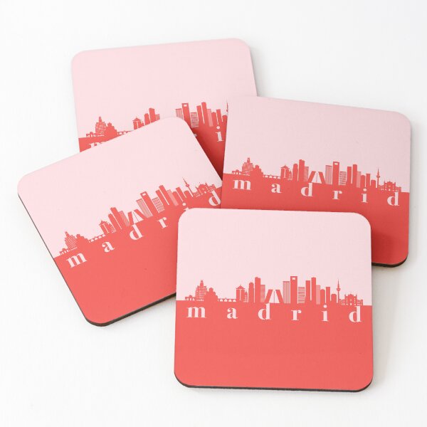 Item preview, minimalist madrid skyline red and pink color block  designed and sold by neopop.