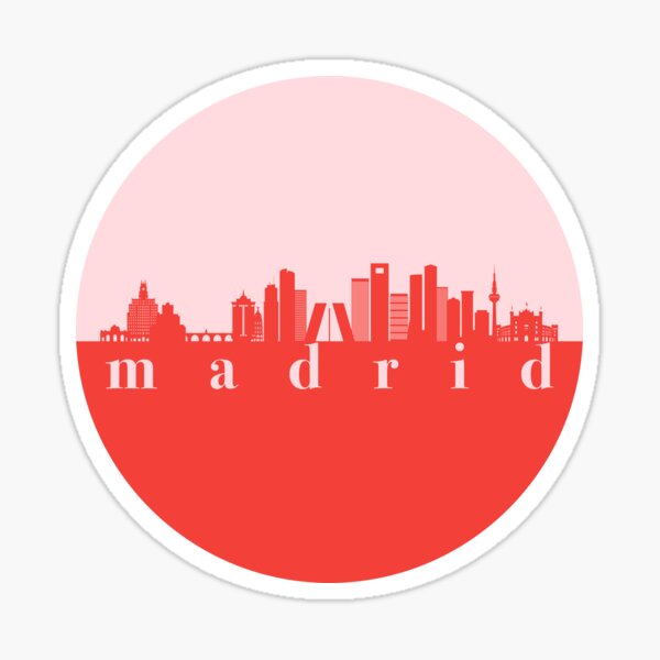 Item preview, minimalist madrid skyline red and pink color block  designed and sold by neopop.