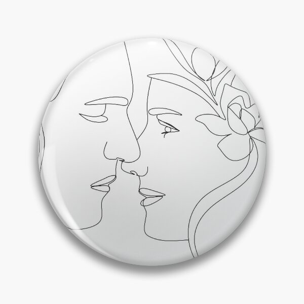Item preview, One Line Art Couple. Line one Couple. Minimal Wall Art. Face Line Couple print. Kiss print. designed and sold by Nina Velychko.
