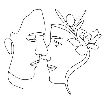 One Line Drawing Set, Minimalist Couple Kissing, Couple Kiss Illustration,  Romantic Wall Art, No 02 Greeting Card by Mounir Khalfouf