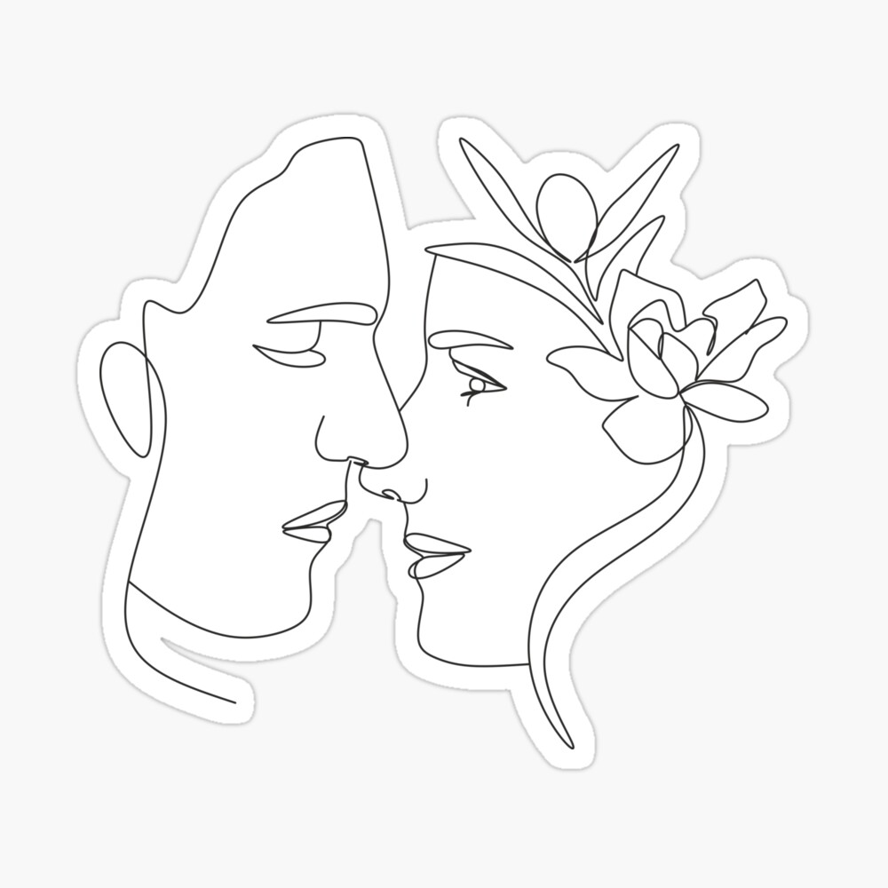 One Line Drawing Set, Minimalist Couple Kissing, Couple Kiss Illustration,  Romantic Wall Art, No 02 Greeting Card by Mounir Khalfouf