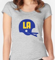Los Angeles Blue & Yellow Football Team - Blue Helmet Women's Fitted Scoop T-Shirt