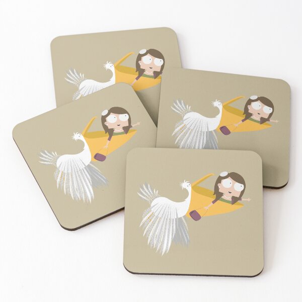 Item preview, Papercraft style artwork of a little girl flying with a big bird  designed and sold by chattleyworks.