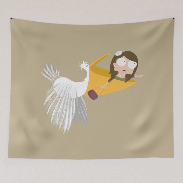 Item preview, Papercraft style artwork of a little girl flying with a big bird  designed and sold by chattleyworks.
